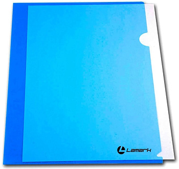 Папка-уголок A4 0,18мм, плотный пластик LAMARK, прозрачная, синяя