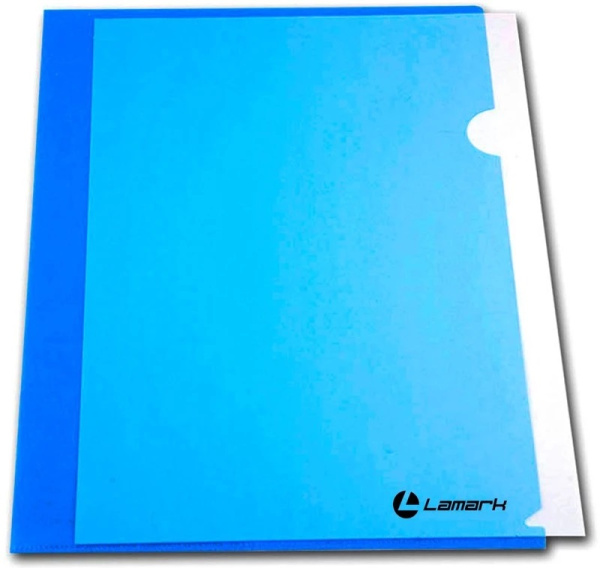 Папка-уголок A4 0,18мм, плотный пластик LAMARK, прозрачная, синяя