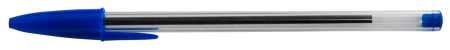 Ручка шариковая 0,7мм BURO СИНЯЯ, прозрачный корпус
