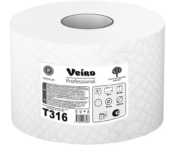 Туалетная бумага на втулке VEIRO PROFESSIONAL Premium 2-х слойная, 50м, белая