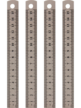 Линейка 15см металлическая PROF-PRESS, в индивидуальной упаковке