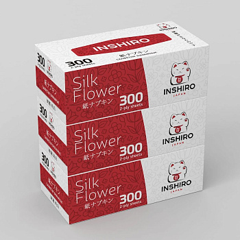 Салфетки-выдергушки бумажные 300шт двухслойные INSHIRO SilkFlower, ассорти