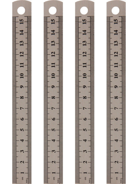 Линейка 15см металлическая PROF-PRESS, в индивидуальной упаковке