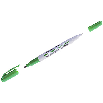 Маркер перманентный CROWN Multi Marker Twin, 1-2мм, двусторонний, зеленый