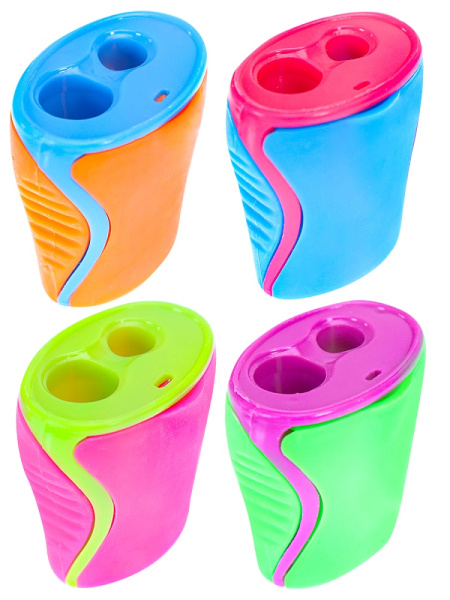 Точилка с контейнером, 2 отверстия PROF-PRESS, ассорти