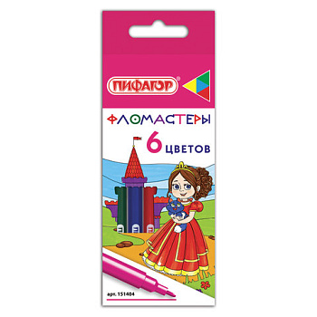 Фломастеры 6 цветов ПИФАГОР Принцессы