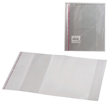 Обложка для учебников и тетрадей А4 300*500мм, 80мкм, 5 шт, ПП, прозрачная, клейкий край ТОП-СПИН