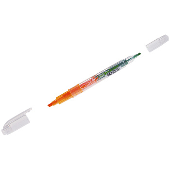 Текстовыделитель двусторонний CROWN Multi Hi-Lighter Twin 1-3мм, оранжевый/зеленый