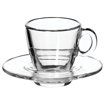 Набор кофейный на 6 персон (6 чашек объемом 72 мл, 6 блюдец) PASABAHCE Aqua, стекло