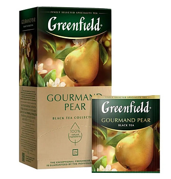 Чай пакетированный GREENFIELD Gourmand Pear, черный c гибискусом, грушей и базиликом, 25п*1,5г
