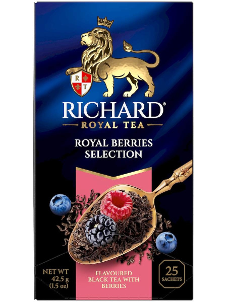 Чай пакетированный RICHARD Royal Berries Selection, черный с черникой, малиной и ежевикой, 25п_1,7г