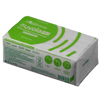 Полотенца бумажные Z-сложения, 1-слойные 24*21,6см 200шт, Nuvola Professional, белые