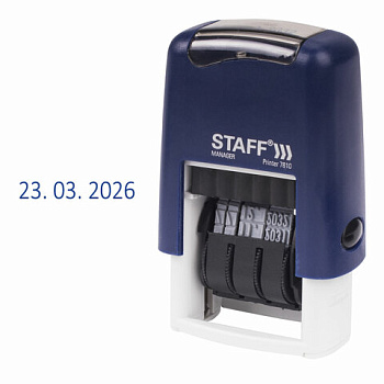 Датер-мини месяц цифрами, оттиск синий 22*4мм, STAFF Printer 7810 BANK, синий