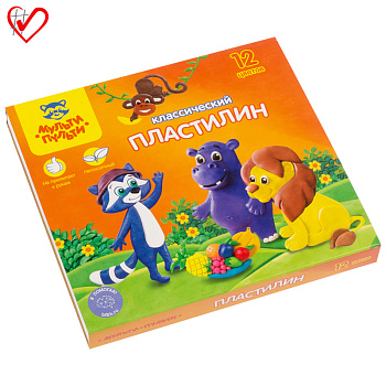 Пластилин 12цв 240г Мульти-пульти Приключения Енота, со стеком