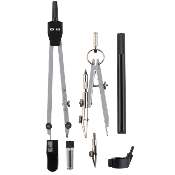 3_Готовальня deVENTE 7 предметов циркуль+кронциркуль с рейсфедером, рейсфедер+держ, грифель