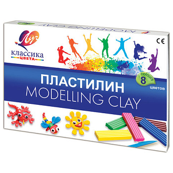 Пластилин 8цв 160г ЛУЧ Классика, со стеком, 12С 867-08