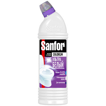 Чистящее средство 750мл SANFOR Chlorum Ультра белый, мгновенное отбеливание, гель