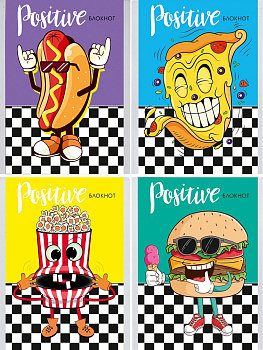 Блокнот А6 24л клетка, скоба PROF-PRESS Улетный фастфуд, ассорти