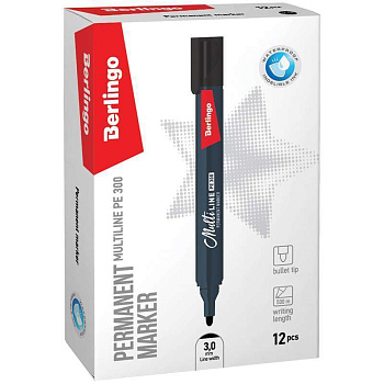 Маркер перманентный Berlingo Multiline PE300 3мм, черный