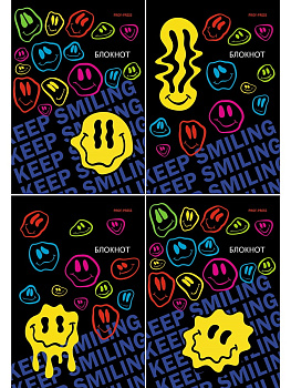 Блокнот А6 24л клетка, скоба PROF-PRESS Crazy Smiley, ассорти