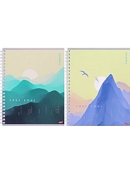 Тетрадь А5 80л клетка, гребень PROFIT Горы на закате, ассорти