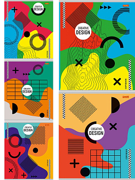 Тетрадь А5 48л клетка, скоба REMIX Креативная геометрия, ассорти