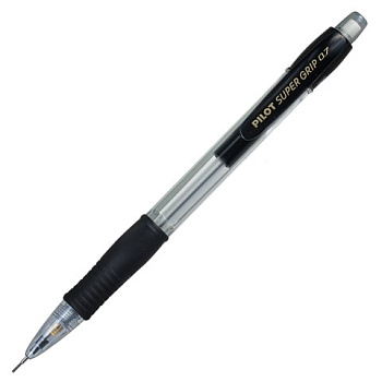 Карандаш механический 0,7мм PILOT H-187 Super Grip, ластик, резиновый грип, корпус черный