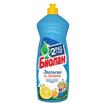 Средство для мытья посуды 900мл БИОЛАН Апельсин и Лимон