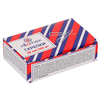 Скрепки 28мм оцинкованные 100шт ATTOMEX, треугольные, с отогнутым носиком