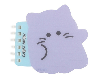 Блокнот A7 (95*92мм), 80л, спираль, линия, обложка пластиковая, deVENTE Ghost Meow, фигурный