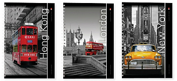 Тетрадь А4 80л клетка, гребень АЛЬТ Города, ассорти