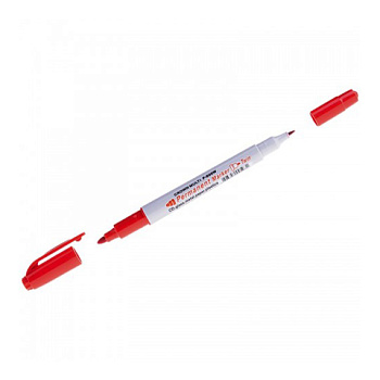 Маркер перманентный CROWN Multi Marker Twin, 1-2мм, двусторонний, красный