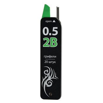 Грифели 0,5мм 2B BRAUBERG Black Jack