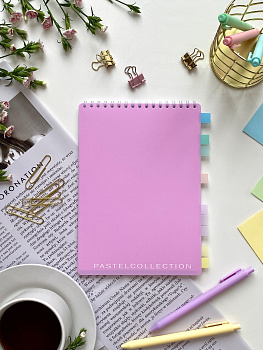 Блокнот А5 60л клетка, гребень Pastel Collection Pink, с пластиковой обложкой