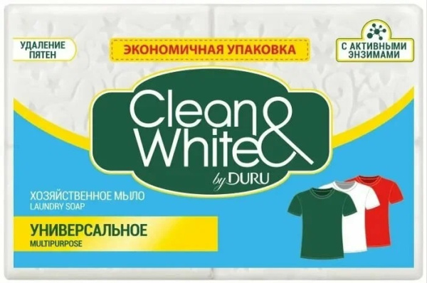 Мыло хозяйственное 2_120г DURU Clean&White Универсальное