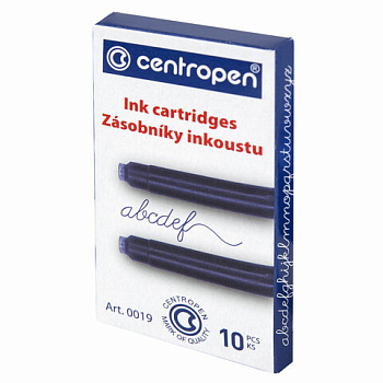 Картриджи чернильные для перьевых ручек CENTROPEN 10шт, синие