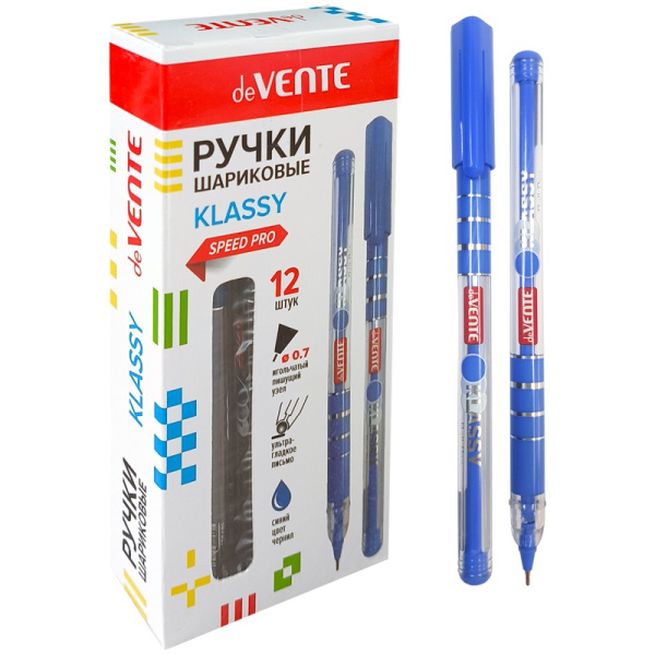 Ручка шариковая масляная, 0,7мм deVENTE Speed Pro Klassy СИНЯЯ