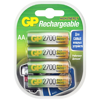 Аккумулятор AA (пальчиковый) 2700mAh GP 4шт на блистере