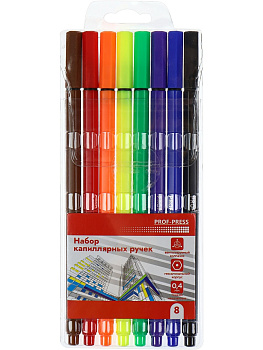 Набор капиллярных ручек (линеров) PROF-PRESS 8шт, ассорти