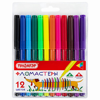 Фломастеры 12 цветов ПИФАГОР Веселая такса