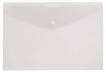 Папка-конверт на кнопке А4 0,18мм БЮРОКРАТ, прозрачная, бесцветная