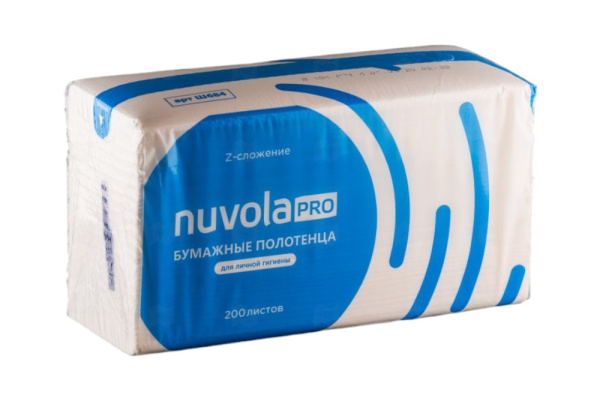 Полотенца бумажные Z-сложения, 2-слойные 200шт, Nuvola, белые
