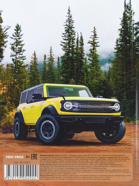 5_Блокнот А5 80л без линовки, твердый переплет PROF-PRESS Машина в лесу, ламинированная обложка