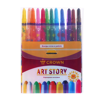 Мелки восковые 12цв выкручивающиеся CROWN ArtStory