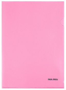 Папка-уголок A4 0,18мм, плотный пластик PROF-PRESS, розовая
