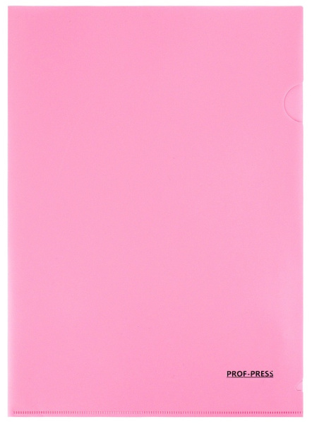 Папка-уголок A4 0,18мм, плотный пластик PROF-PRESS, розовая