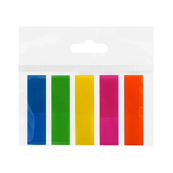Клейкие закладки пластиковые 12*45мм 5 цветов по 25л КМ, неон