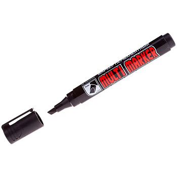 Маркер перманентный CROWN Multi Marker Chisel, 1-5мм, скошенный наконечник, черный