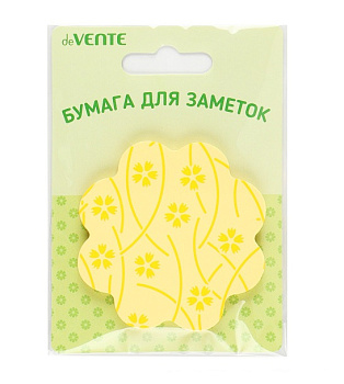 Блок самоклеящийся (стикеры), фигурный "ЦВЕТОК", 50л, 70*70мм, желтый deVENTE Fancy