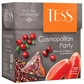Чай в пирамидках TESS Cosmopolitan Party, травяной с апельсином, гибискусом и мятой, 20п*2г